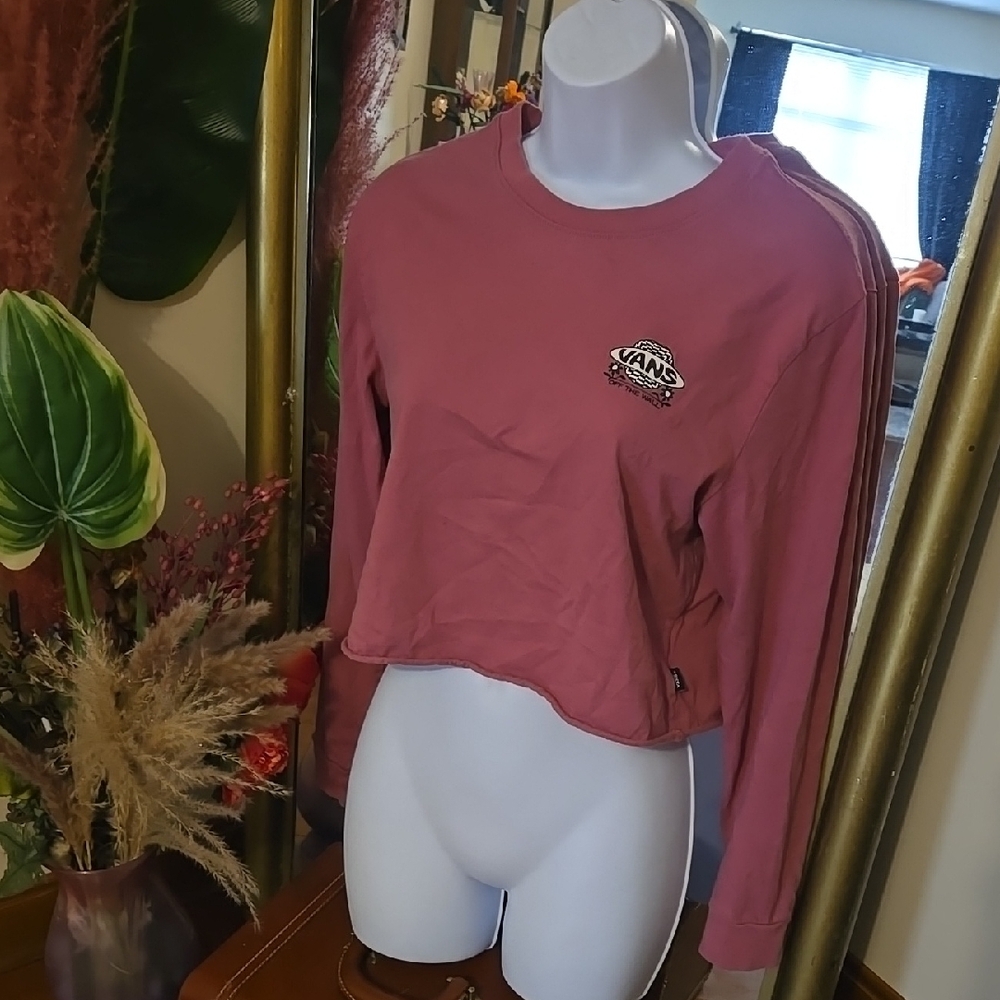 Vans Pink Cropped Long Sleeve Top